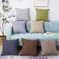Miniatyrbilde 3 av 3: Dekorative pynteputer i lin, sett med 2 putetrekk med tekstur for sofa, lenestol, stue, 18x18 tommer, oransje