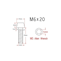 Miniatyrbild 4 av 4: 6 st Titan Hexagon Socket Head Bultar Bult MTB Landsvägscykel M6x20mm
