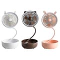 Sammenklappelig opbevarings-LED-lys bærbar USB-ventilator skrivebordsvæglampe nattelys (brun)