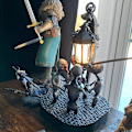 Miniatyrbilde 2 av 5: Fire Skaller Med Led Lys Halloween Blod Kilde Lampe Horror Kjede Zombie Lampe Soverom Sengeside