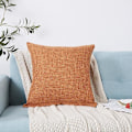 Miniatyrbild 1 av 3: Dekorativa kuddfodral i set om 2, linnetexturerade kuddfodral för soffa, fåtölj, vardagsrum, 20x20 tum, orange