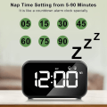 Miniatyrbild 5 av 5: LED Digital Väckarklocka med Snooze-funktion, 2 Larm, 12/24H USB Laddningsbar för Sovrum Kontor