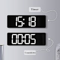 Miniatyrbild 3 av 5: Digital väggklocka fjärrkontroll temperatur datumvisning LED-klocka（BLÅ TEMP DATUM)
