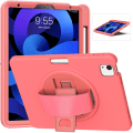 Miniatyrbillede 5 af 5: Nyt koralrødt etui til Ipad Air4 10,9 tommer med håndrem, justerbart stativ, penneholder（koralorange）