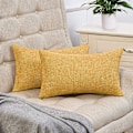 Miniatyrbilde 1 av 5: Set med 2 høstgule pynteputer i rustikt lin, dekorative pynteputer 12x20 tommer for sofa og sofadekorasjon