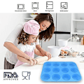 Miniatyrbild 5 av 5: 12-koppars silikonmuffinsform, 2-pack non-stick muffinsformar, bakform för