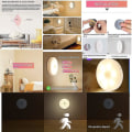 Miniatyrbilde 3 av 5: Nytt skaplys med bevegelsessensor, nattlys USB-lys oppladbart LED-lys intelligent gave