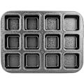 Miniatyrbillede 1 af 5: 1 sæt 12 kvadratiske hulrum mini kage non-stick bage kulstofstål bageform kage brødform 3x4 individuel skæremaskine pladebakke