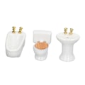 Miniatyrbillede 3 af 5: 3 stk. dukkehus miniature badeværelsessæt keramik simulation badekar toilet vask 1/24 dukkehus badeværelsesmøbler ren hvid