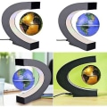 Miniatyrbilde 4 av 5: Led-lys opplyst globus magnetisk svevende levitasjonsglobuslampe med LED-lys og C-formet base for hjem og kontor dekorasjoner