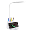 Miniatyrbillede 1 af 5: Led-skrivebordslampe med trådløs oplader, øjenvenlige skrivebordslamper til hjemmekontoret med penneholder, bordlampe med 3 lystilstande, 360 fleksibel svanehals, T