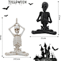 Miniatyrbillede 4 af 4: Mike Halloween Dekoration Yoga Skull Statuer, lille harpiks skulptur håndværk skelet karakteristisk modellering dekoration ornamenter til stuen, soveværelset