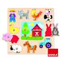 Miniatyrbild 1 av 2: Farm Silhouette träpussel - GOULA - 12 bitar - Djur - Blandat - Från 1 år Flerfärgad