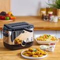 Pikkukuva 3 / 5: Moulinex, Minifrito, Klassinen friteuse, 1 L, 600 ranskalaista perunaa, Jopa 4 henkilöä, 150 °C - 190 °C, Kompaktit, helppo säilyttää Svart silver