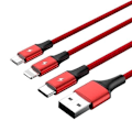 Miniatyrbild 2 av 3: USB-kabel - UNITEK - C4049RD - 1,2 m - USB A - USB C/Micro-USB B/Lightning - Röd