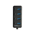 Miniatyrbillede 1 af 3: USB 3.0 Hub - StarTech.com - 4 Porte - Tænd/sluk-kontakter - UASP-support - Sort