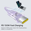 Pikkukuva 5 / 6: USB-C - USB-C - Kaapeli, Supernopea Lataus 100W, 2m - Baseus Gem (P1037373000511-01) - Nebula Purple