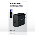 Miniatyrbillede 3 af 3: Lader - Qoltec - 52381 - PD superhurtig lader 1xUSB-C 1xUSB 90W 5-20V 2,4-4,35A Sort