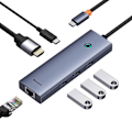 Miniatyrbild 1 av 6: USB-C-hubb - Baseus - UltraJoy - 4K@60Hz - 6 portar - Grå sidereal