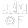 Miniatyrbillede 2 af 2: LÅSEKNOP MESSING 70 3-3 510 MCM