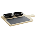 Miniatyrbillede 1 af 3: Forretterbræt - Bambus - Skifer - 33x19 cm - Naturlig og sort farve - Rektangulær Natur, svart