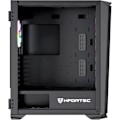 Miniatyrbillede 2 af 6: Nfortec - KRATER X Gaming PC Kabinet Mid Tower ATX, 4x 120mm ARGB blæsere inkluderet, Front mesh, Hærdet glas på siden, Sort