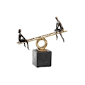 Miniatyrbillede 1 af 2: dekorativ figur sort guld metal harpiks mennesker moderne (27 x 9 x 27,5 cm)