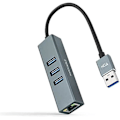 Miniatyrbild 1 av 2: NANOCABLE 10.03.0407 - USB 3.0 till Gigabit Ethernet + 3XUSB 3.0-omvandlare, aluminium, grå, 15 cm