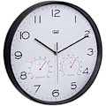 Miniatyrbillede 2 af 2: Vægur - TREVI - Om 3510 T - Termometer og hygrometer - Diameter 30 cm Svart