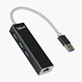 Miniatyrbild 1 av 2: USB-hubb - IGGUAL - 3 USB 3.0-portar + 1 Gigabit RJ45-port - 5 Gbit/s - 1000 Mbps - 4 portar
