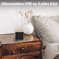 Miniatyrbild 2 av 6: Digital väckarklocka - T’nB - Liten modell - 3 programmerbara larm - Justerbar belysning - Trä Trä