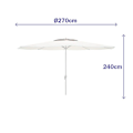 Miniatyrbillede 3 af 4: Marbueno Parasol Hvid Polyester Stål Ø 270 cm