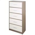 Miniatyrbillede 1 af 2: Kommode - AKTIVE - 58x30x112 cm - 5 skuffer - Moderne design - MDF træ Grå hvid