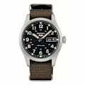 Miniatyrbillede 1 af 2: Herre læder- og stofur - Seiko - Seiko Sport 5 automatisk nato khaki ur Automatisk rörelse