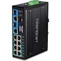 Miniatyrbild 1 av 4: Switch - Ethernet-nav - Trendnet-injektor - TI-BG104 - Switch 10-portar Industrial Gbit PoE++ Din-Rail
