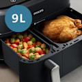 Miniatyrbillede 2 af 6: Fritøsefritter PHILIPS - Airfryer NA351/00 - Dobbelt beholder 9L - 8 tilberedningsprogrammer - 2750W Svart silver