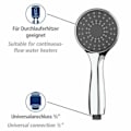 Miniatyrbillede 4 af 4: WENKO Vandbesparende brusehoved, 40% vandbesparelse, universelt mundstykke 1/2", plastik, ø9,6 cm, forkromet - grå
