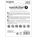 Miniatyrbillede 2 af 3: 6F22 / 9V Ni-MH 320mAh EverActive genopladeligt batteri hvid
