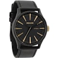 Miniatyrbillede 1 af 4: Montre Sentry Leather Nixon Sort Guld Svart