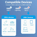 Miniatyrbillede 6 af 6: Type-C til USB 3.0 adapter, med OTG-funktion, 5 Gbit/s, Gaming, flettet bomuld - Vention (CCXHB) - Grå
