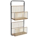 Pikkukuva 1 / 4: Seinähylly - Monivärinen - Metallia ja rottinki - 2 tasoa - 32x12x68 cm - Nykyaikainen muotoilu Beige Svart