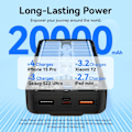 Pikkukuva 6 / 6: 20 000 mAh kaksinkertainen USB-lataustelakka, nopea kaksisuuntainen lataus - Vention (FHPW0) - Musta