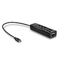 Miniatyrbillede 3 af 3: USB Adapter - Lindy - USB 3.1 Hub - 4 Porte - Gigabit Ethernet - Sort