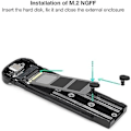 Miniatyrbillede 2 af 2: Eksternt kabinet til M.2 NGFF SSD - TOOQ TQE-2202S - Aluminium - Sølvfarve
