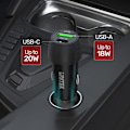 Pikkukuva 4 / 4: UNITEK Tulostuslaitteen autolaturi 2-porttinen - USB-C PD ja USB QC3.0 38W