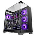 Miniatyrbillede 1 af 6: Mars Gaming MC-Vision ATX-kasse med triple hærdet glas, rammefri, dobbelt kammer design, USB 3.0, sort