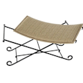 Miniatyrbillede 3 af 4: Sort og lysebrun rattan bænk - Mærke - Model - Mål 94x49x44 cm