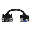 Miniatyrbillede 1 af 2: DVI til VGA-adapterkabel 20cm - M / F - Sort - DVI-I til HD15 Converter 20cm - M / F - DVIVGAMF8IN