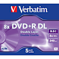 Miniatyrbillede 2 af 2: DVD+R Dobbeltlag VERBATIM - 8x - 8,5 GB - 240 minutter - Pakke med 5