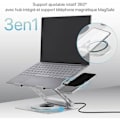 Miniatyrbild 2 av 2: Stöd Notebook Justerbar - T'nB - iClick - Aluminium - Hub USB-C 6i1 - 360° Rotativ